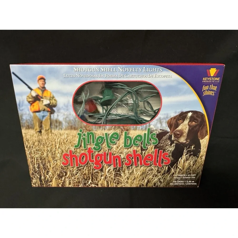 Jingle Bell Shotgun Shell Novelty Lights 6 Red & 6 Green Working Extra Bulbs